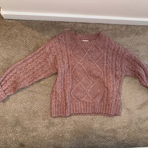 Women's Cable Knit Sweater - Pink